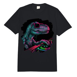 T Rex Dinosaur DJ Record Techno Music Tyrannosaurus Rex Comfort Colors Adult Heavyweight T-Shirt