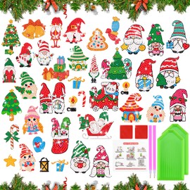 SelfTek 40 Set Diamond Painting Christmas, 5D Diamond Painting Stickers, Christmas Diamond Painting Children DIY Diamond Sticker Kit, Craft Diamond Painting Set Children