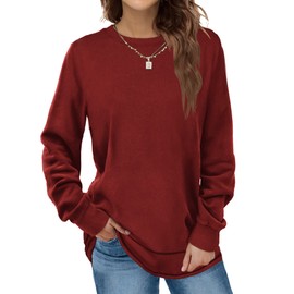Dofaoo Christmas Sweatshirts for Women Crewneck Long Sleeve Plus Size Tops Oversized Pullover Red XL