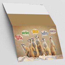 Breitenwerk A4 XXL Leaving Card Meerkat with Envelope – Folding Card for Colleagues to Pension Maternity Adoption Retirement Card