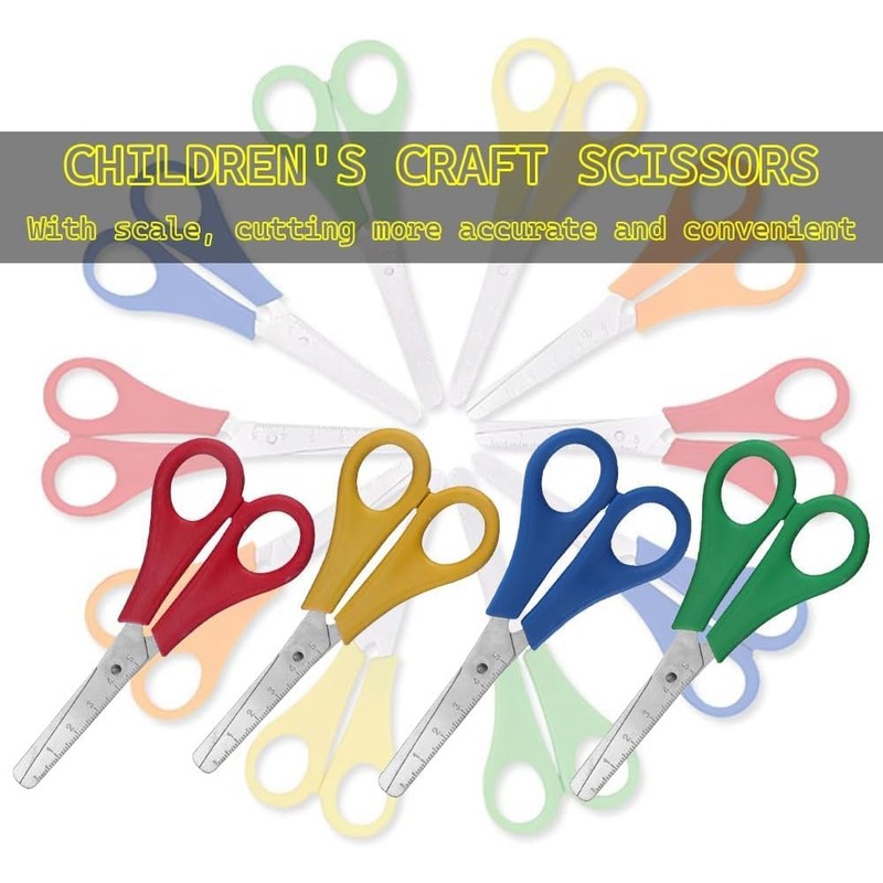8 Pcs Kids Scissors, DIY Craft and Office Use, Plastic