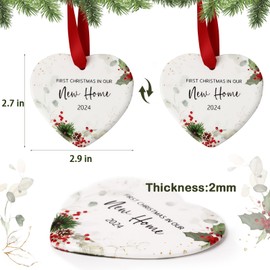 New Home Christmas Ornament 2024 New Home Ceramics Gifts for Home Decor Christmas Heart Housewarming Gifts for Family Couple