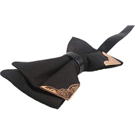 Flairs New York Pre-Tied Metal Edge Trim Tuxedo Bow Tie (Midnight Blue/Rose Gold Metal)