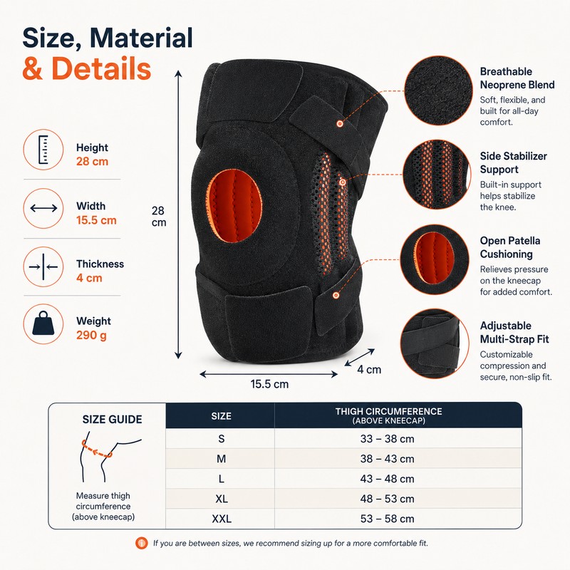 Knee Brace with Side Stabilizers for Sports Support – Adjustable