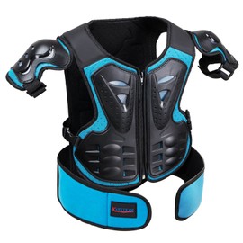 Kids Motocross Vest-Dirt Bike Gear for Cycling Skateboard ATV, Body Back Chest Shoulders Protection,Children Motorcycle Protector for Skating, Skiing (Blue)