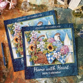 2026 Calendar - 2026 Wall Calendar, Jan. 2026 - Dec. 2026, 12" x 24" (Open), Home with Heart Calendar, 12-Month Calendar with Stapled Binding