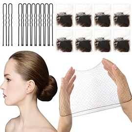Sularpek Invisible Hair Nets, Pack of 24 Hair Nets Elastic with 10 Black Hair Pins, Hair Net Bun for Children, Girls, Women, Hair Donut (Brown)