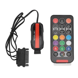 Serial ATA Power RGB Fan Controller, ARGB PC Fan Controller Kit, 21 Buttons for 5 V 3 Pin PC LED Strip, Remote Control, Copper Wire, Hidden Design, Compatible with Power Supply