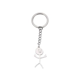 Fuqimanman2020 Funny Doodle Stainless Steel Keychain Smiley Middle Finger Pendant Keyring BBF Gift Long Distance Friendship Jewelry for Men Women(Silver)