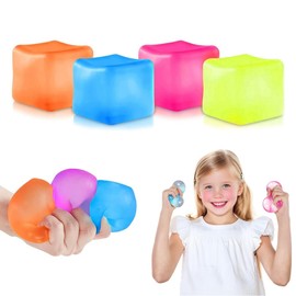 Squishy Cube - Slow Rise Ice Cube Squishy Stress Relief Toy, Soft Squishy Cube Fidget Ball for Kids & Adults, Sensory Gumdrop Stress Ball for Anxiety Relief, Autism, ADHD, Office, School, Home