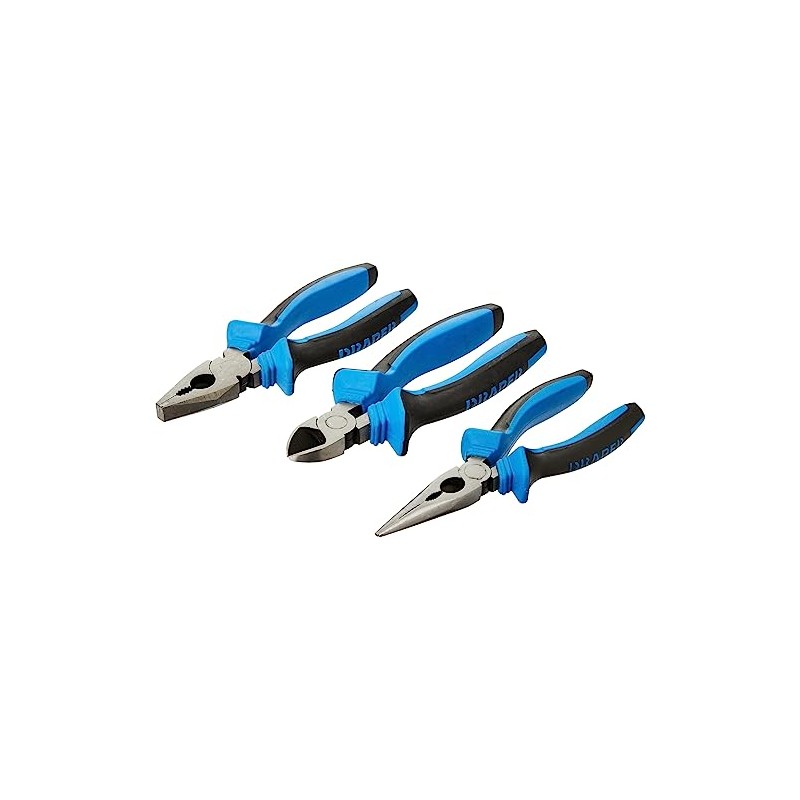 Draper 45864 3-Piece Soft-Grip Pliers Set, Blue, 22.5 x 25
