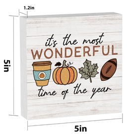 Fall Pumpkin Decorations for Home Fall Decor for Living Room Autumn Football Pumpkin Decor Kitchen Autumn Wooden Decorations for Table 5 × 5 Inches