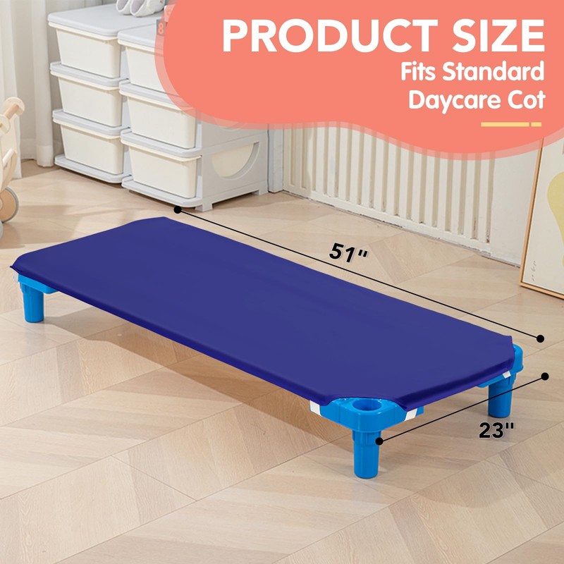 2 Pcs Daycare Cot Sheets, 23" X 51", Blue Toddler