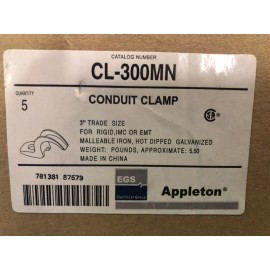 Appleton Box Of 5 Appleton CL-300MN One Hole Conduit Clamp 3"  for Rigid Metal Conduit