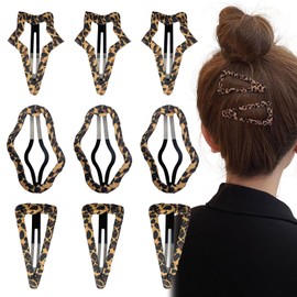 9PCS Leopard Print Hair Barrettes, Metal Snap Hair Clips, Non Slip Hair Barrettes, Three Styles Vintage Hairpin Accessories for Thick Hair & Thin Hair