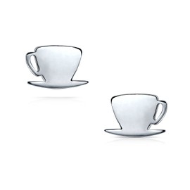 Tiny Food Latte Espresso Cafe Coffee Lover Stud Earrings For Women For Teen .925 Sterling Silver