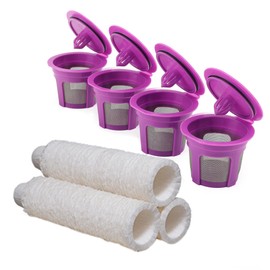 Irmidi 4 Pack Reusable K Cup Coffee Pods with100 Count Disposable Coffee Filters,Compatible with Keurig Single Serve 1.0 and 2.0