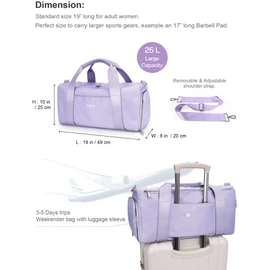 PHSYNI Gym Bag for Women Girls with Shoe Compartment & Wet Pocket - Duffle Bag for Travel Sports Fitness Workout Athletic, 19"-Medium, Purple