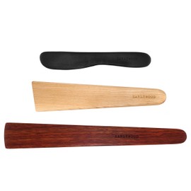 3-Piece Wooden Kitchen Cooking Utensil Set - Comes w/a Thin Wood Spatula Flipper, Wooden Cast Iron Scraper Stirrer and Butter Turner/Cheese Spreader - Wooden Utensils Set - Made in USA - BME