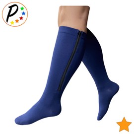 Presadee Closed Toe 15-20 mmHg Moderate Compression Leg YKK Zipper Navy Socks Men Women 1 Pair (1)