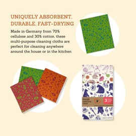 Bee's Wrap Reusable Swedish Dish Cloths, Pack of 3 Reusable Paper Towels for Kitchen, Patterned Swedish Dishcloths, Eco Friendly Dish Towels, Sponge Cloths for Cleaning, Splendid Spring Prints
