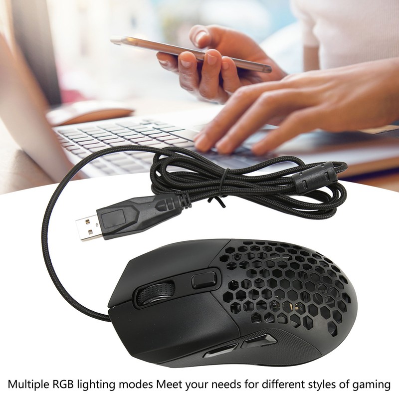 Honeycomb Gaming Mouse RGB Backlight 6 Programmable Buttons 7200 DPI