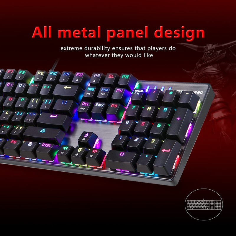 MOTOSPEED CK104 RGB LED Backlit Wired Mechanical Gaming Keyboard, 104