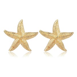 Gold Starfish Stud Earrings for Women – Elegant Summer Jewelry for Vacation and Beach Party-gold