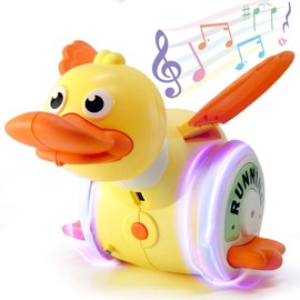 Pbooo Baby Musical Duck Toys, Dancing Duck Walking Duck Baby Toy for 18 Months+ Infants, Light Up Tummy Time Toys Crawling Toys Learning Toys for Toddler Newborn 2 3 4 5 6 7 8 Years Old Boys& Girls(Green) - Color: Yellow