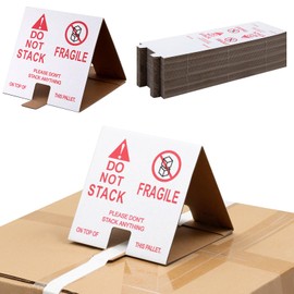 Dunzoom 60 Pcs Do Not Stack Pallet Cones 8 x 8 x 7" Do Not Stack Cones Corrugated Cardboard, Red White Safe Shipping and Handling Alerts for Repository Loading Docks