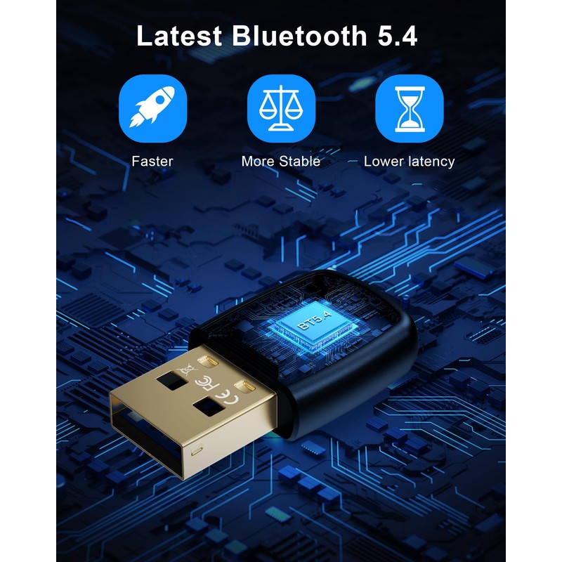 Bluetooth Adapter PC, RENGOGA 5.4 USB Bluetooth Adapter EDR Bluetooth