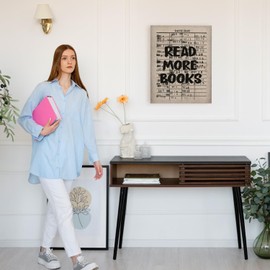 APJYM Trendy Retro Read More Books Wall Art, Library Reading Nook Corner Decor, Vintage Library Date Due Canvas Wall Art for Classroom Girls Room Dorm Reading Room, 11x14 Inches Framed