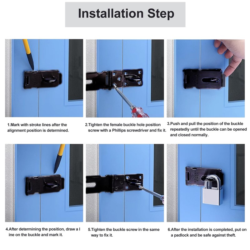 Tnisesm 2 Pack Door Hasp Latch Lock with Combination &