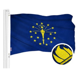 G128 Indiana State Flag | 2.5x4 Ft | ToughWeave Series Embroidered 300D Polyester | Embroidered Design, Indoor/Outdoor, Brass Grommets