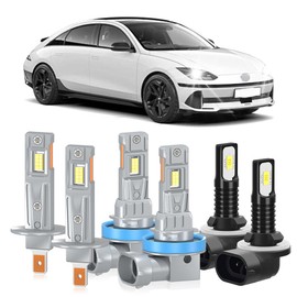 Compatible For Hyundai Elantra 2007-2013 H1 H11 High/Low Beam 881 Fog Light Bulbs, 800% Brightness 6000K White Fanless, Plug and Play, IP68 Pack of 6