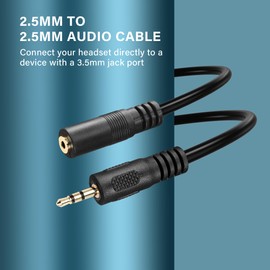 PNGKNYOCN 2.5mm TRS Audio Aux Cable,2.5mm Male to Female Stereo Audio Extension Cable for Smartphone,Headphone,Mp3 Player（0.3M）