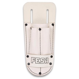 FESA Leather Utility Knife Pouch - Top Grain Leather Knife Pouch for Belt with 2 Pen/Pencil Pockets & Heavy Duty Reinforced Rivets - Fits Belts up to 2" - Handcrafted (White)