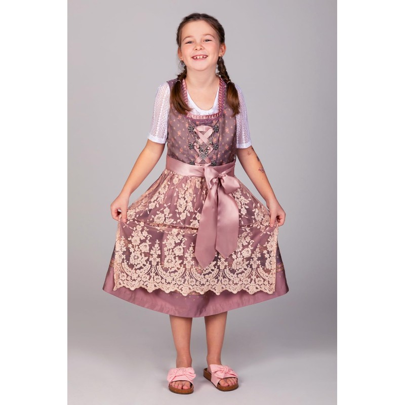 Edelnice Trachtenmode Madeleine Children's Dirndl 3-Piece Set Including Blouse, Apron