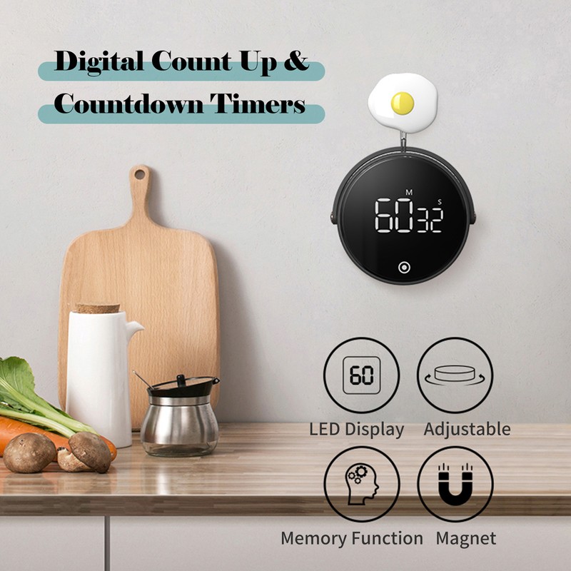 Magnet Kitchen Timer 99-Minute Digital Count Up & Countdown Timers