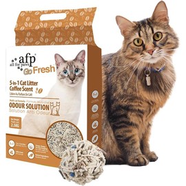 All For Paws Natural 5-In-1 Cat Litter Coffee Scent with 24/7 Power Odor Control Dust-Free, 5.5lb/Bag - Quantity: 6 Bags-33 LB