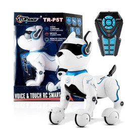 Top Race Rechargeable Robot Dog- Interactive Smart Robo Dog for Kids Ages 5-7 - Programmable with Remote Control, Voice and Touch Features - Realistic Actions and Perform Tricks - 4x5x6 Inches (White)