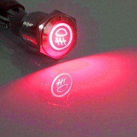 Mintice™ 16 mm Car Toggle Switch Rocker Switch Push Button 12 V Red Light Metal Fog Light
