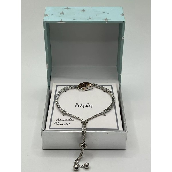 Hedgehog Cubic Zirconia And Crystal Rhinestone Adjustable Bracelet NIB