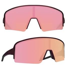 MAXJULI Polarized Sunglasses for Men Women,Windproof Outdoor Sports Cycling UV400 Protection Semi-Rimless Sun Glasses (Metallic Rose/Polarized Pink Mirrored)