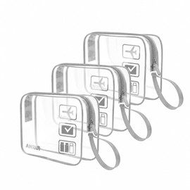 CGBE Set de 3 Neceseres de Viaje Transparentes Impermeables con Asa