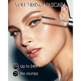 Black Washable Iron Wand Mascara, 2 Pcs Waterproof Metal Wand Mascaras, Lash Extensions Mascara Volume and Length, Curling Natural Slim Long Lasting No Flaking Tint Mascaras for Older Women 60 Plus