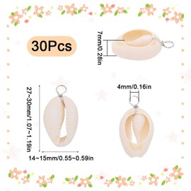 SUNNYCLUE 1 Box 30Pcs Natural Shell Charms White Seashell Charms Natural Gold Conch Shells Ocean Sea Shell Beach Summer Charm Bulk for Jewelry Making Charms Women DIY Necklaces Earrings Crafts, No Gemstone