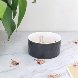 Paper Clip Holder, Ceramic Paperclip Holders, Paper Clip Organizer for Desk, Cute Paper Clip Dispenser, Black