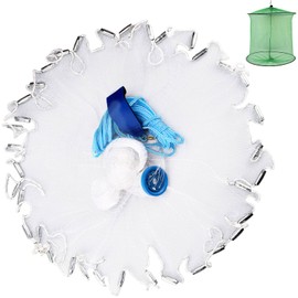 ReeMoo Cast Net, 3/8 Inch Mesh Size Throw Cast Net 6Ft Radius with Real Metal Sinker, Saltwater Freshwater Casting Net for Bait Trap Fish, Premium Monofilament Nylon Net