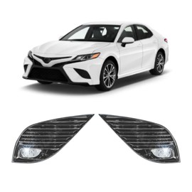 CONCEPT AUTOMOTIVE LIGHTS Replacement For 2018-2020 Toyota Camry Fog Lights Lamps with Assembly Set L&R Side (With LED Bulbs)